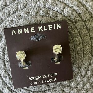 Anne Klein Gold-Tone Cubic Zirconia Clip-On Earrings